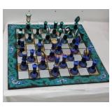 4 piece ceramic chess board with chess pieces