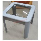 Beveled glass top blue end stand
