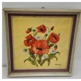 Oil painting on wood - 1959 orange poppies