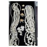 Tray of jewelry mostly whites - including