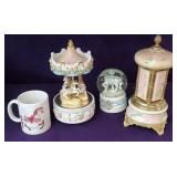 Horse carousel music boxes and mug with