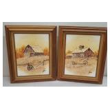 2x$ - 2 oil paintings on canvas of barns
