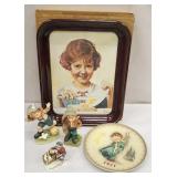 Norman Rockwell tray, Hummel plate, & knick