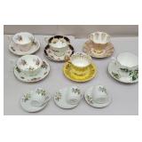 9 sets of cups and saucers