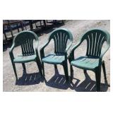 3 stacking plastic chairs