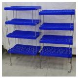 2 adjustable-height blue shelves - these tear