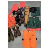 Large box of miscellaneous hunting clothing -