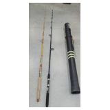 2 fish poles with 1 tube - Shakespeare and