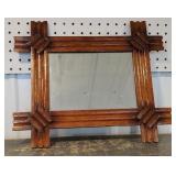 Folk art oak mirror