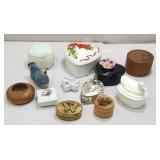 Box of little covered trinket boxes