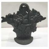 Black cast iron flower basket doorstop