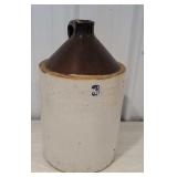 3 gallon brown and white jug - damaged on top