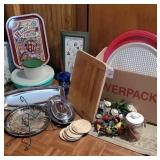 Box lot - Tupperware, metal trays, etc...