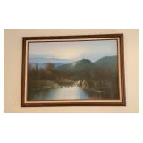 Oil painting on canvas signed mountain scene