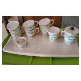 Japan coffee creamer/sugar set with cutting board