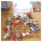 Plastic tub of cookie cutters