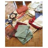 nice lot table linens including runners and flags