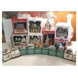 Group of Christmas light up cottages and