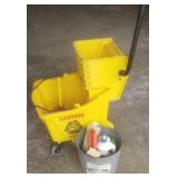 Mop bucket, cleaning supplies