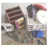 Group lot, weights, chain with hooks