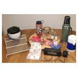 Lazy Susan, thermoses, Sony radio, etc