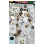 Tray lot of foreign coins