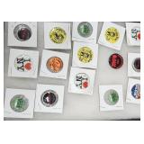 Tray of pinback buttons