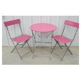 Heavy Pink metal folding bistro set