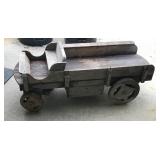 Wooden wagon with drop-down tool boxes built into