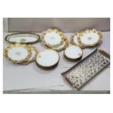 Box of limoge China & glass tray