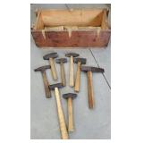 Wooden box and hammers