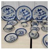 Box of blue and white China
Some small chips