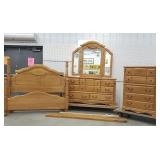 3 PC King/queen Oak bedroom set - adjustable bed