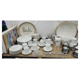 Cart 22 - top row only set of white China, pasta