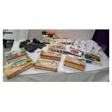 Group of toy trains in pheasant glasses