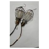 2 industrial drop cords with wire surround cages