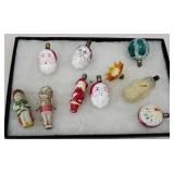figural Christmas light bulbs and 2 tiny bisque