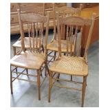 Set 4 pretty spindle back chairs with cane seats
