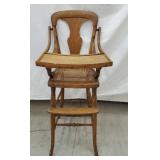 Oak t-back high chair