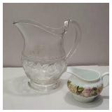 Large pattern glass picture and Bavaria creamer