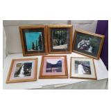 6 framed photographs of waterfalls etc