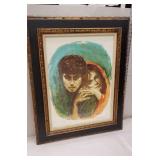 large Retro print artist signed & nmbered - couple