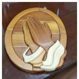 Praying hands wooden plaque