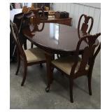 Table, 2 leaves, 4 chairs