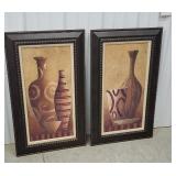 Pair of contemporary prints - pottery vases