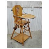 Maple high chair converts to play pen/potty chair