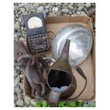 Oil can, multi meter, light
