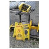 Rubbermaid mop station with signs