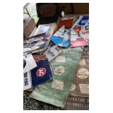 Wooden advertising box with automotive manuals