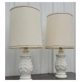 Pair of white lamps with shades